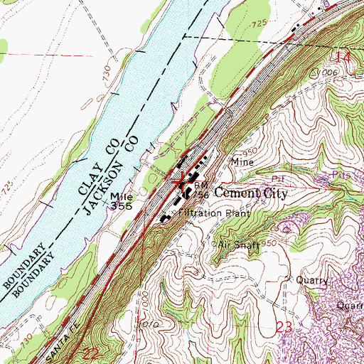 Topographic Map of Cement City, MO