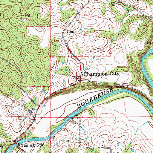 Topographic Map of Champion City, MO