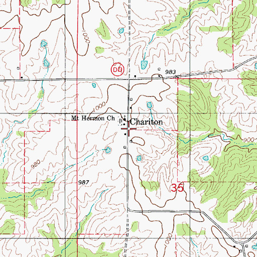 Topographic Map of Chariton, MO