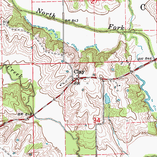 Topographic Map of Clay, MO