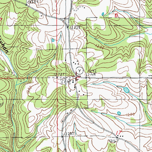 Topographic Map of Clear Springs, MO