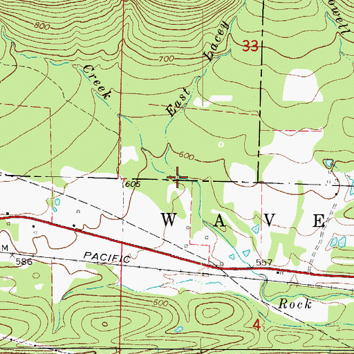 Topographic Map of West Lacey Creek, AR