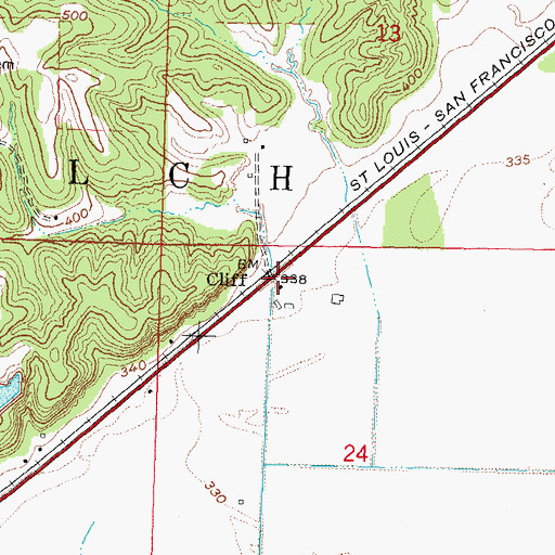 Topographic Map of Cliff, MO