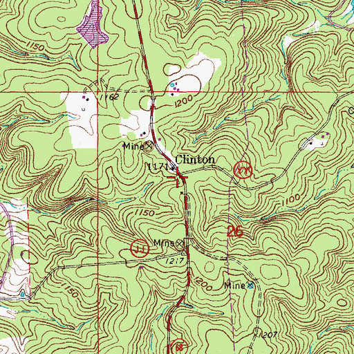 Topographic Map of Clinton, MO