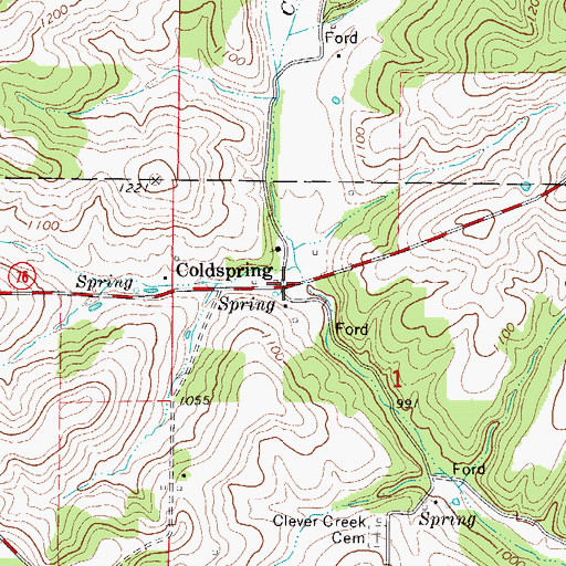 Topographic Map of Coldspring, MO