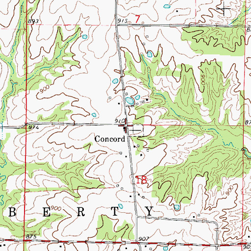 Topographic Map of Concord, MO
