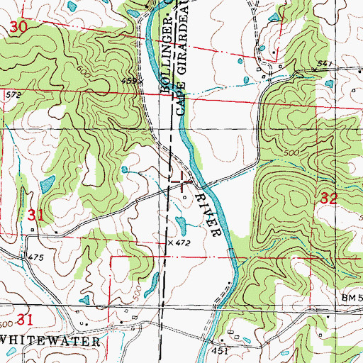 Topographic Map of Conrads Mill, MO