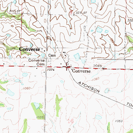Topographic Map of Converse, MO