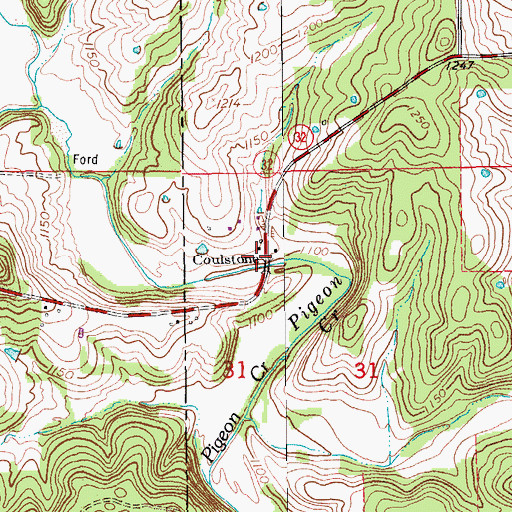 Topographic Map of Coulstone, MO