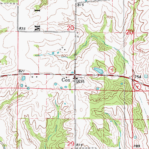 Topographic Map of Cox, MO