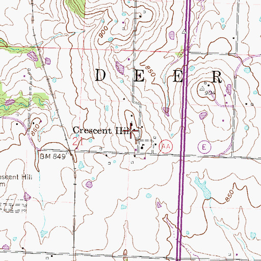 Topographic Map of Crescent Hill, MO