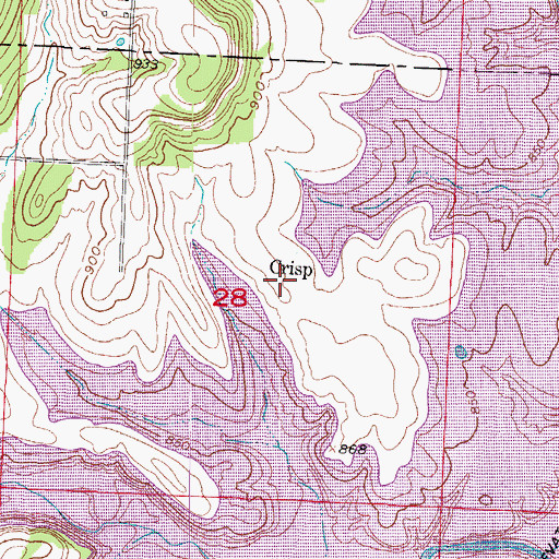 Topographic Map of Crisp, MO