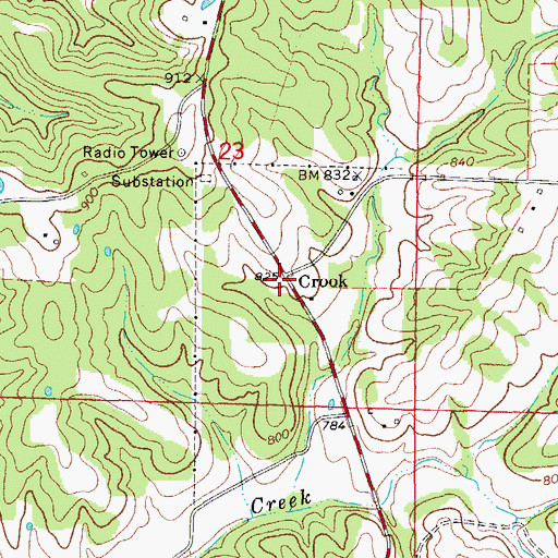 Topographic Map of Crook, MO