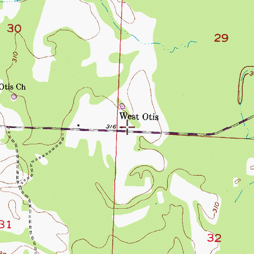 Topographic Map of West Otis, AR