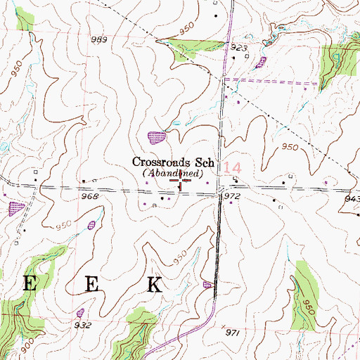 Topographic Map of Crossroads School, MO