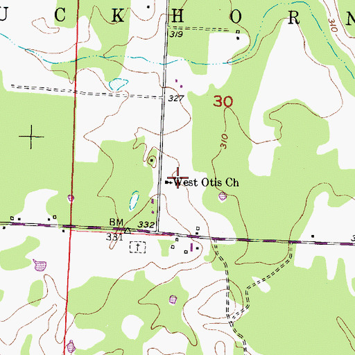 Topographic Map of West Otis Church, AR