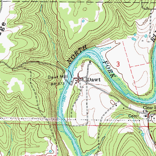 Topographic Map of Dawt, MO