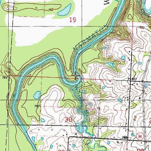Topographic Map of Dean Ford, MO