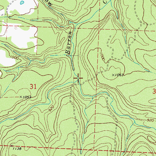 Topographic Map of West Prong Barron Creek, AR