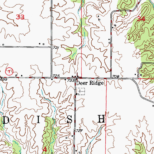 Topographic Map of Deer Ridge, MO