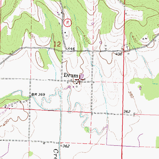 Topographic Map of Drum, MO