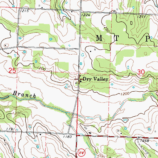 Topographic Map of Dry Valley, MO