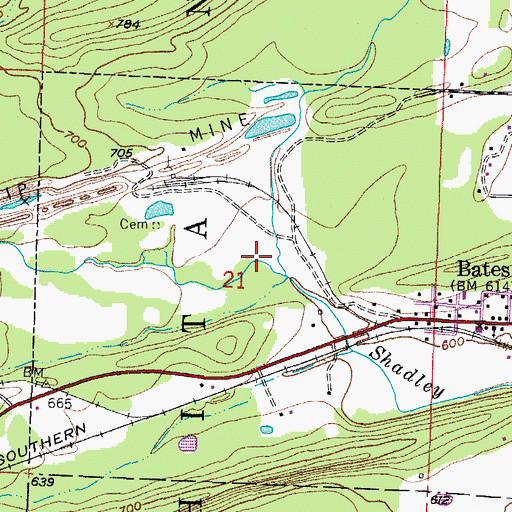Topographic Map of West Shadley Creek, AR