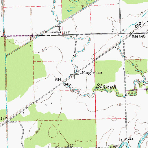 Topographic Map of Eaglette, MO