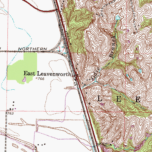 Topographic Map of East Leavenworth, MO