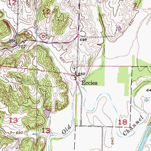 Topographic Map of Eccles, MO