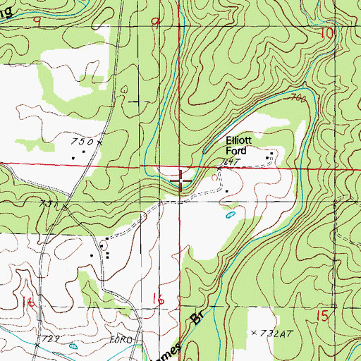 Topographic Map of Elliot Ford, MO
