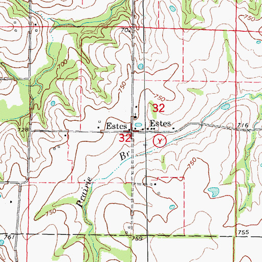 Topographic Map of Estes, MO