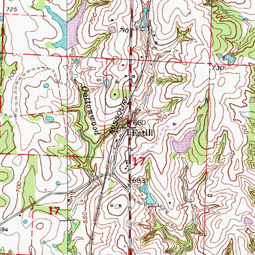Topographic Map of Estill, MO