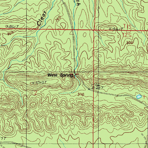 Topographic Map of West Spring, AR