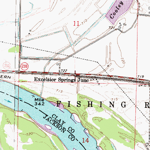 Topographic Map of Excelsior Springs Junction, MO