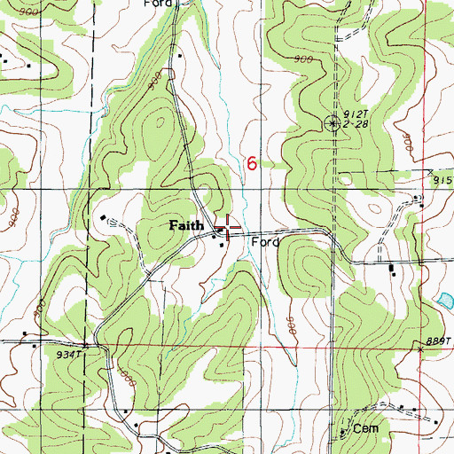 Topographic Map of Faith, MO