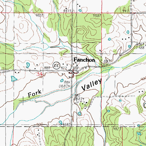 Topographic Map of Fanchon, MO