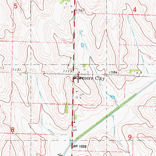 Topographic Map of Farmers City, MO