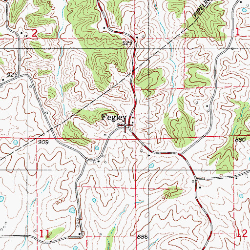 Topographic Map of Fegley, MO