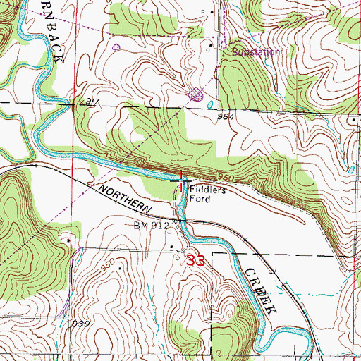 Topographic Map of Fiddlers Ford, MO