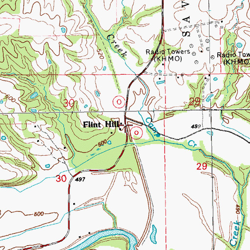 Topographic Map of Flint Hill, MO