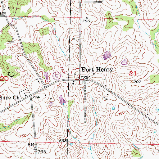 Topographic Map of Fort Henry, MO