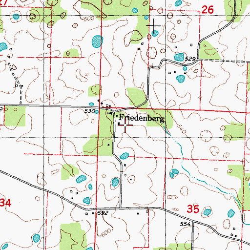 Topographic Map of Friedenberg, MO