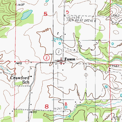 Topographic Map of Fuson, MO