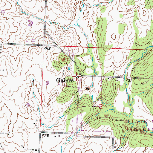 Topographic Map of Gaines, MO