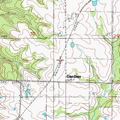 Topographic Map of Gardner, MO