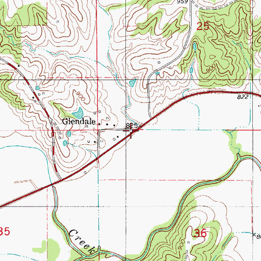 Topographic Map of Glendale, MO