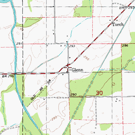 Topographic Map of Glenn, MO