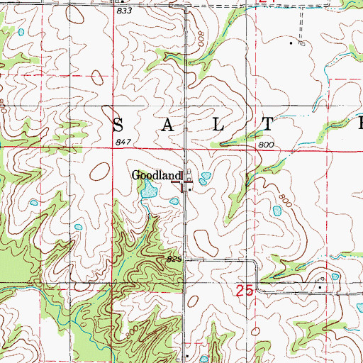 Topographic Map of Goodland, MO