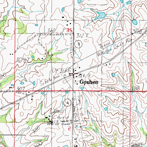 Topographic Map of Goshen, MO
